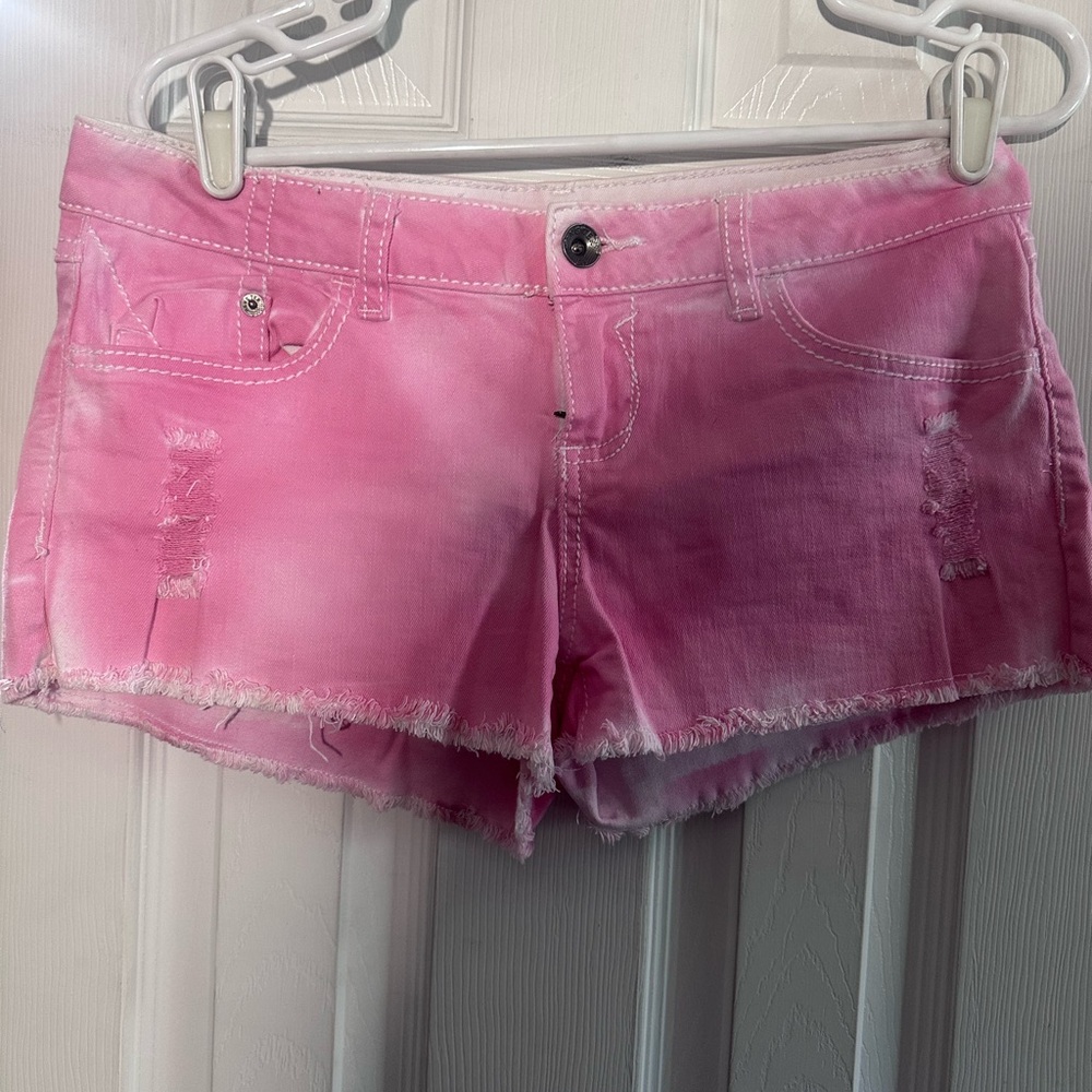 Pink Distressed Women Shorts